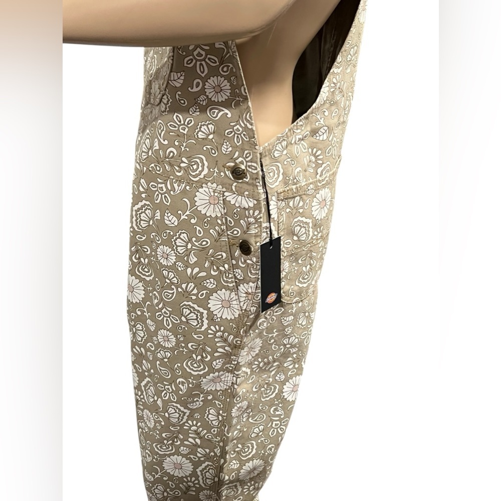 DICKIES overalls Womens Ellis Bohemian floral beige duck canvas Size M - Picture 8 of 16